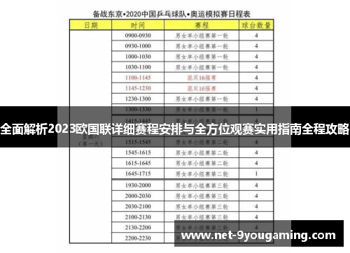 全面解析2023欧国联详细赛程安排与全方位观赛实用指南全程攻略